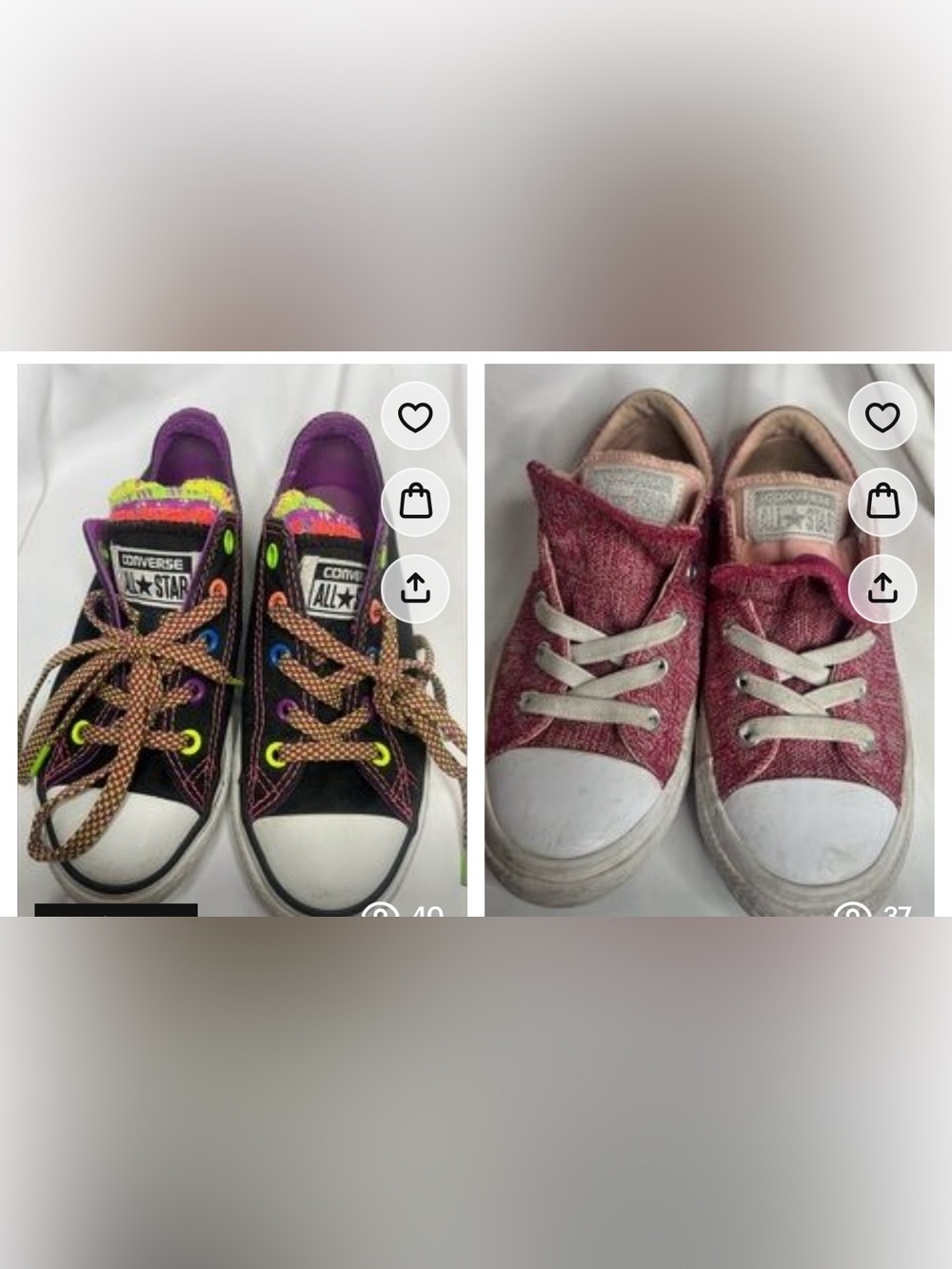 Converse Bundle Kids Low Top Sneakers Black color changing accent and pink rose